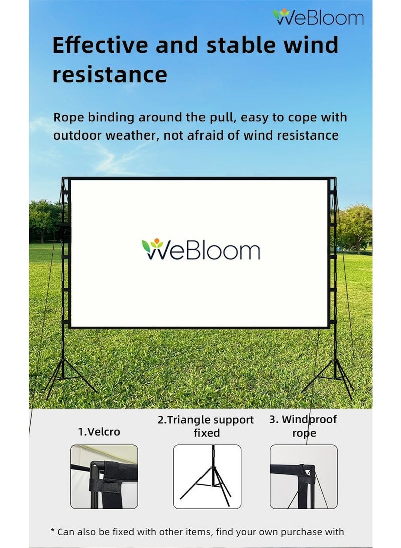 WeBloom 120 Inch 16:9 Super Portable Projection Screen with Dual Tripod Stands 4K/1080P HD Foldable Milk Silk Projector Screen for Indoor Outdoor Home Theater Office Meeting Education - Image 2